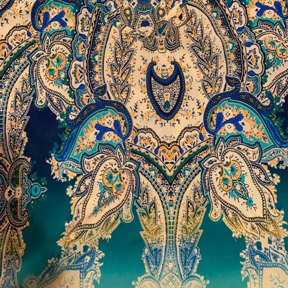 Renee C Boho Boho Blues Paisley 3/4 Sleeve Top S - Picture 3 of 4